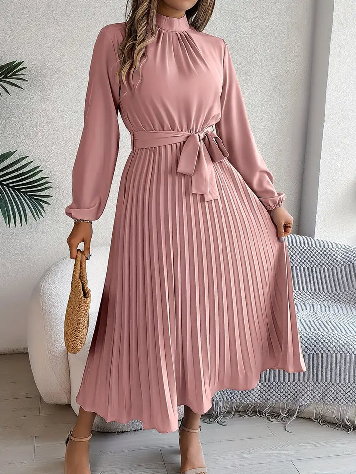 Damen Langes Abendkleid im Plissee-Stil in Rosa
