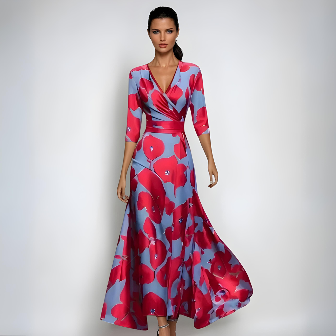 Damen Langes Abendkleid mit Floralprint