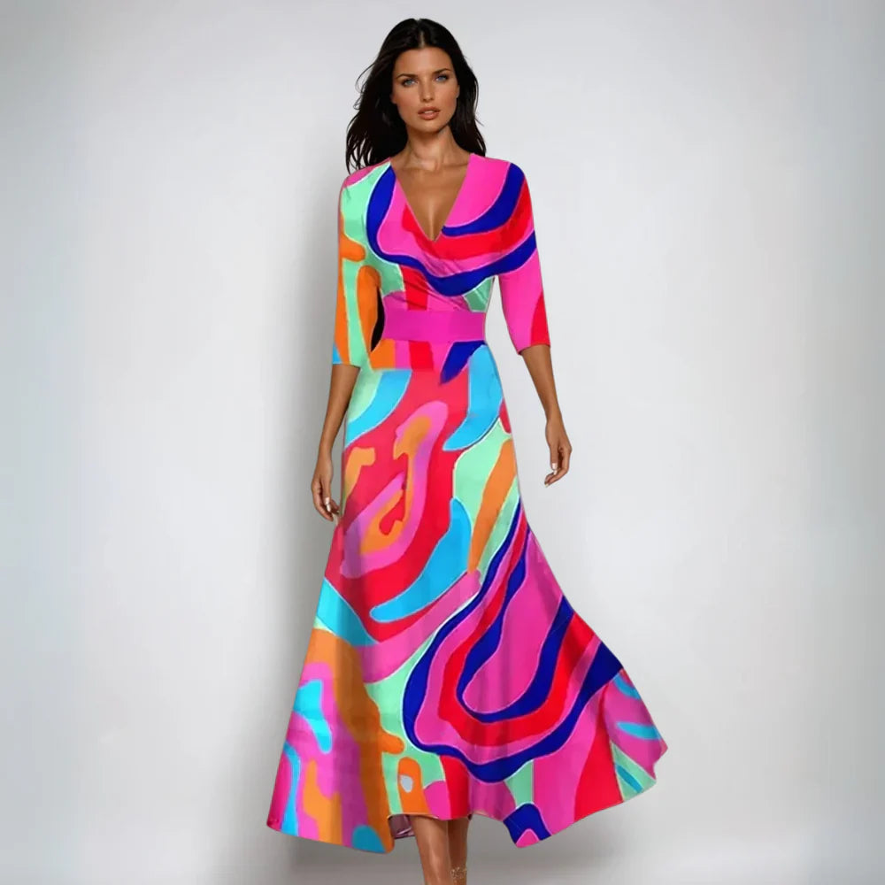 Damen Langes Abendkleid mit Floralprint (4)