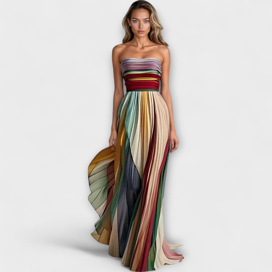 Damen Langes Abendkleid mit Plissee-Rock