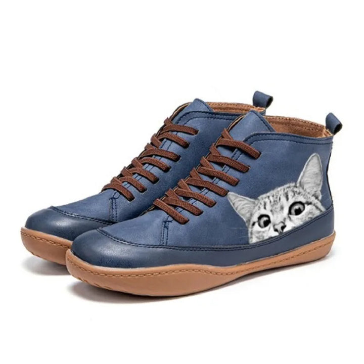 Damen Leder-Stiefeletten für eleganten Alltag in Blau