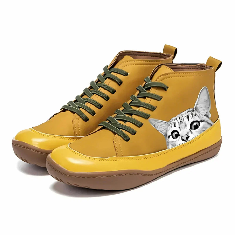 Damen Leder-Stiefeletten für eleganten Alltag in Gelb
