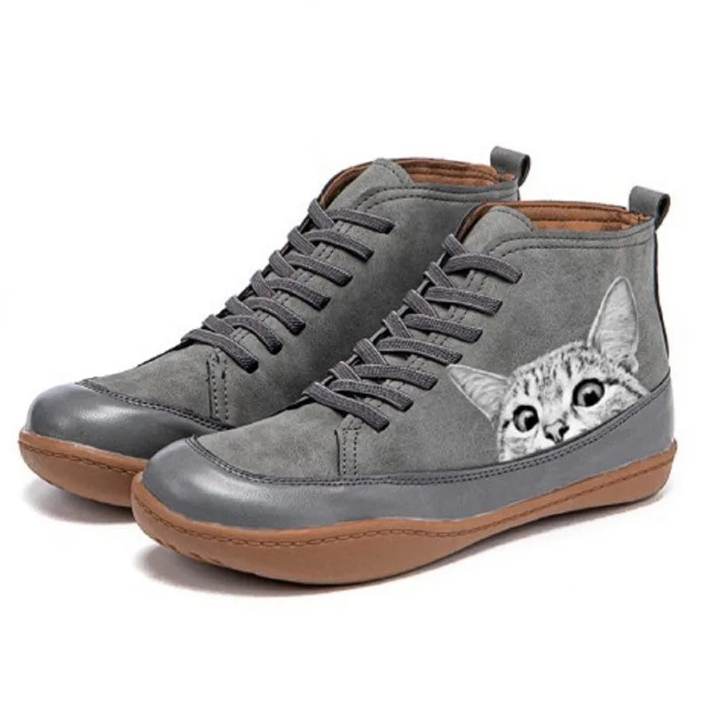 Damen Leder-Stiefeletten für eleganten Alltag in Grau