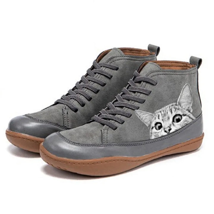 Damen Leder-Stiefeletten für eleganten Alltag in Grau