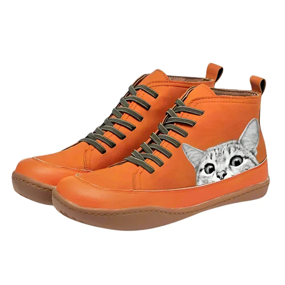 Damen Leder-Stiefeletten für eleganten Alltag in Orange