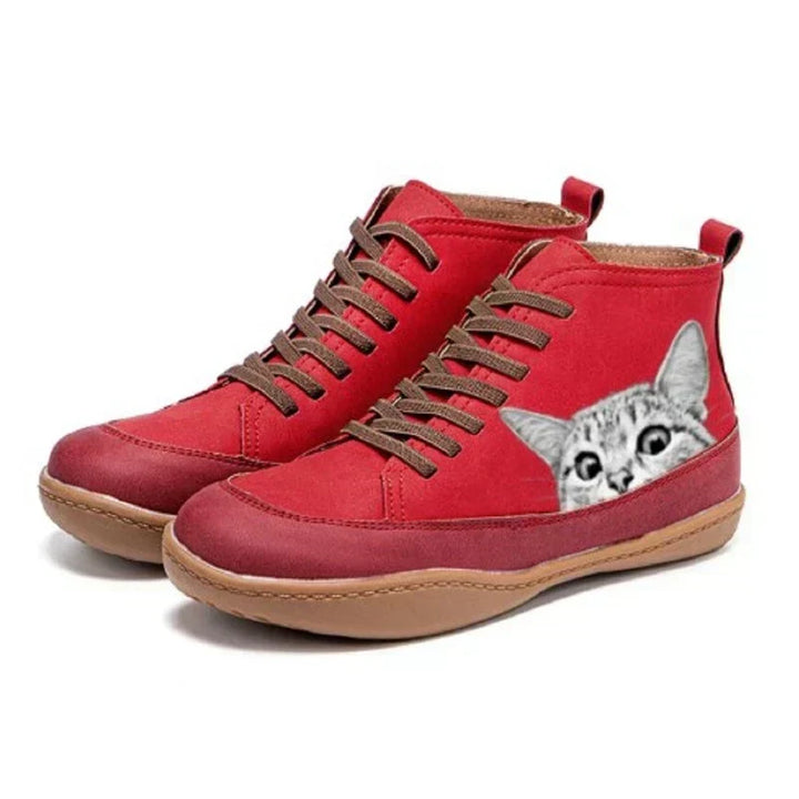 Damen Leder-Stiefeletten für eleganten Alltag in Rot