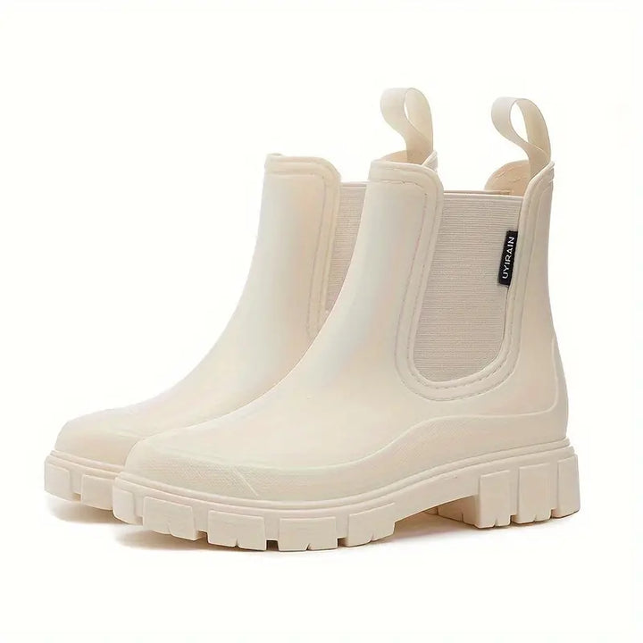 Damen Lederstiefel Chelsea für jeden Tag in Beige