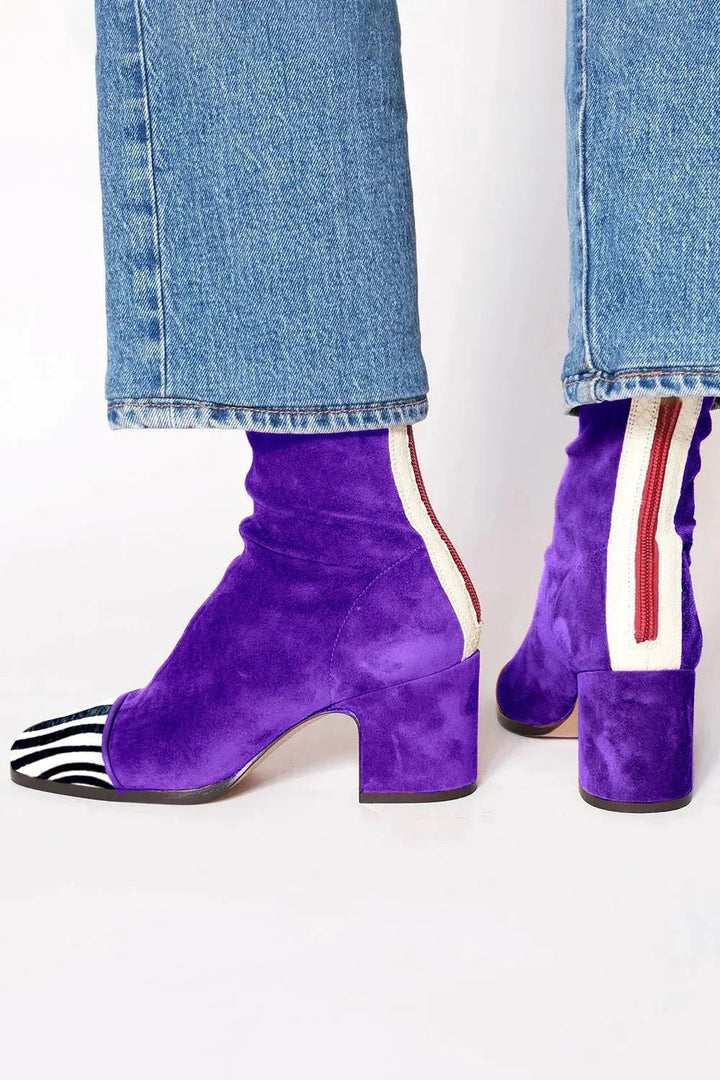 Damen Lederstiefel für Winter und Alltag in Lila