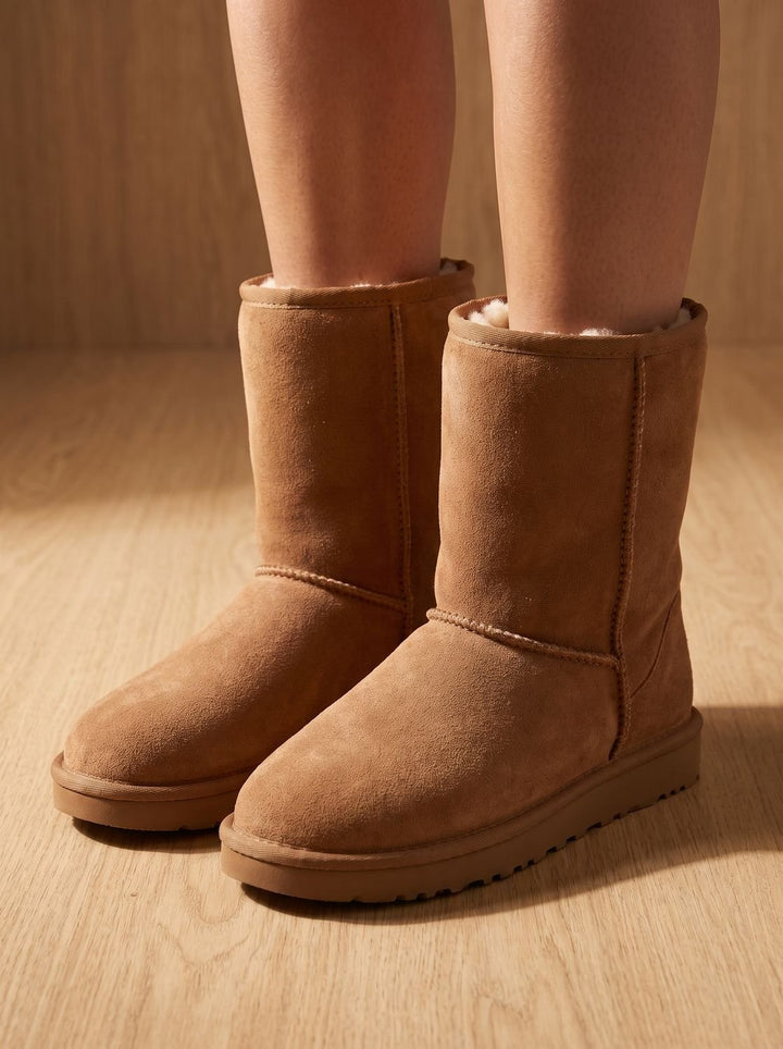 Damen Lederstiefel in Wildlederoptik für Winter