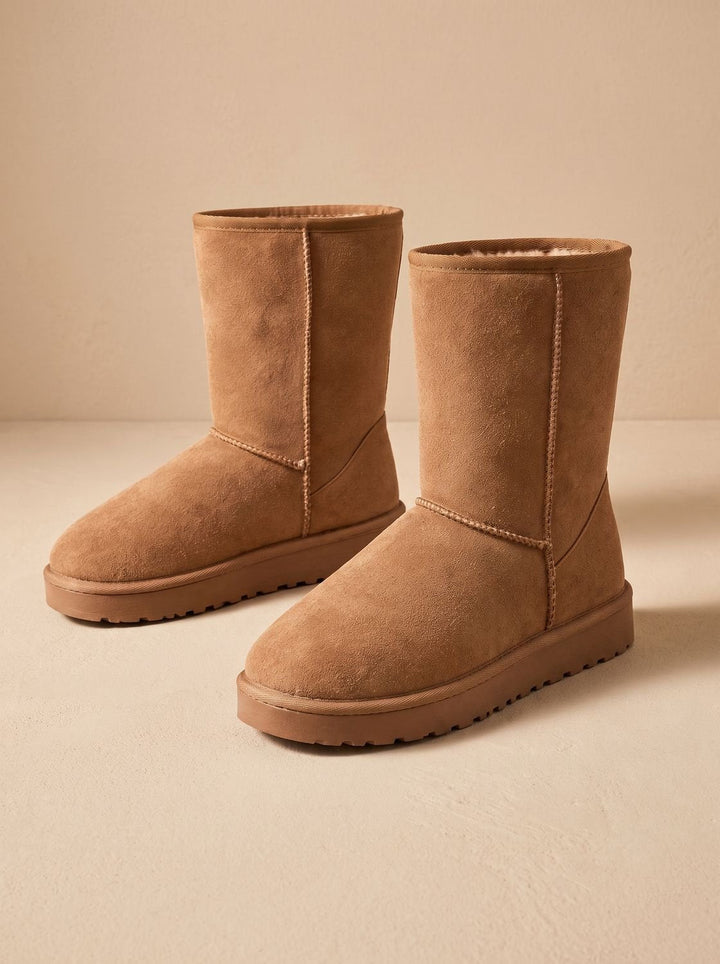 Damen Lederstiefel in Wildlederoptik für Winter (3)