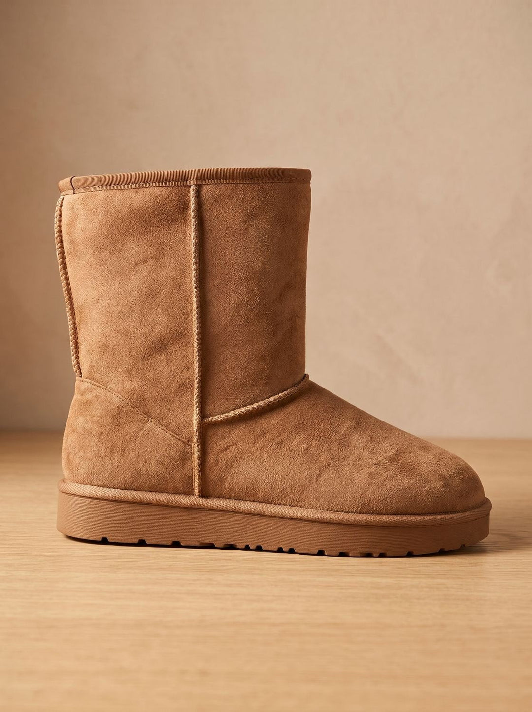 Damen Lederstiefel in Wildlederoptik für Winter in Beige