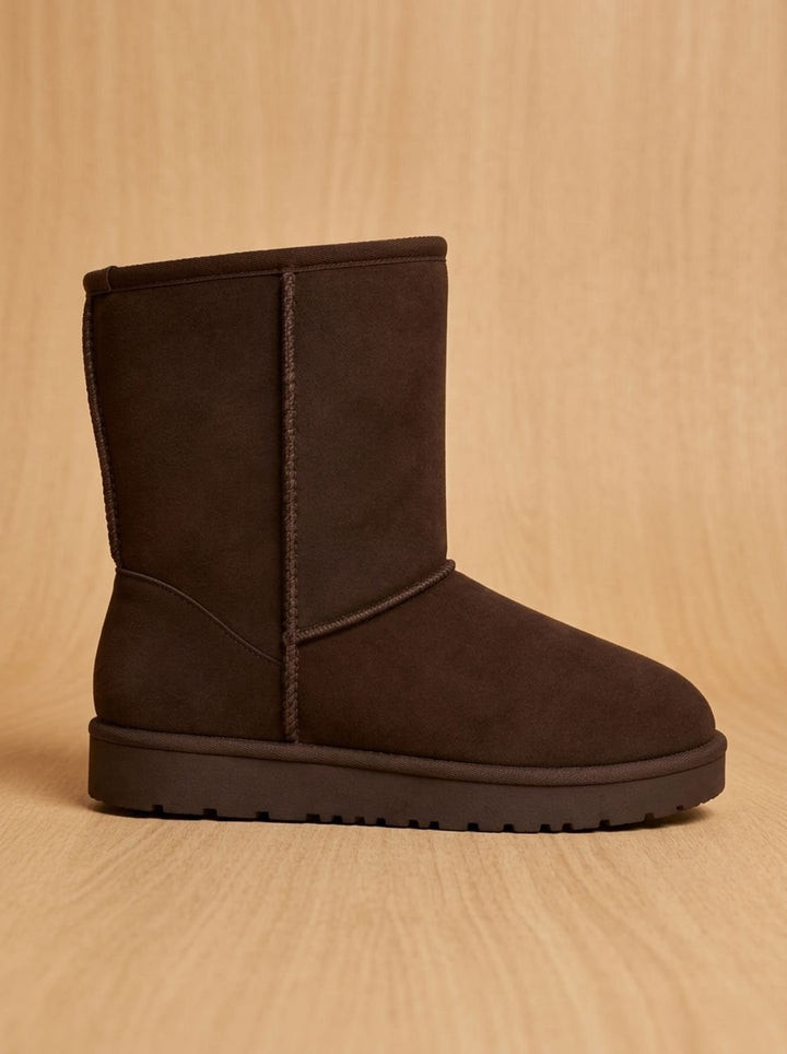 Damen Lederstiefel in Wildlederoptik für Winter in Braun