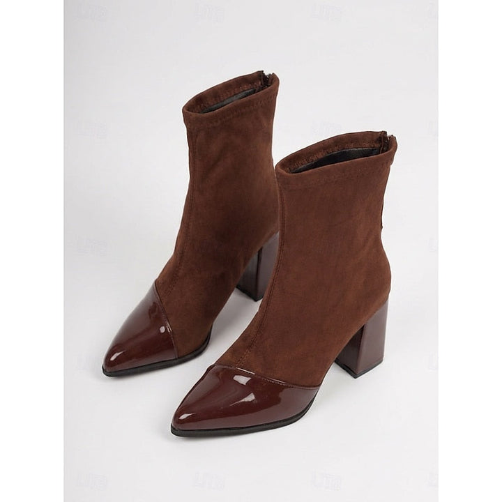 Damen Lederstiefel mit Blockabsatz für jeden Tag in Braun