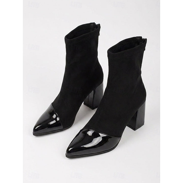 Damen Lederstiefel mit Blockabsatz für jeden Tag in Schwarz