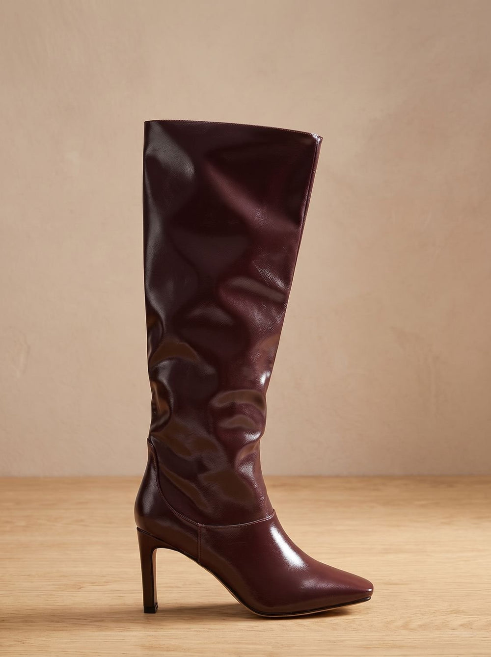 Damen Lederstiefel zum Knie mit Blockabsatz (2)