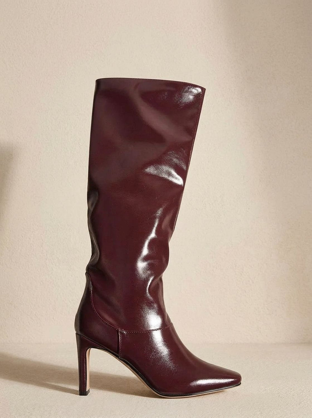 Damen Lederstiefel zum Knie mit Blockabsatz (6)