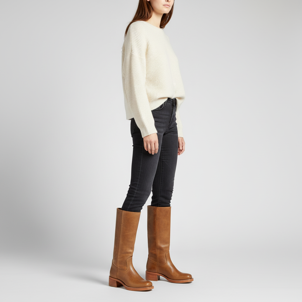 Damen Lederstiefeletten elegant im Alltag in Braun