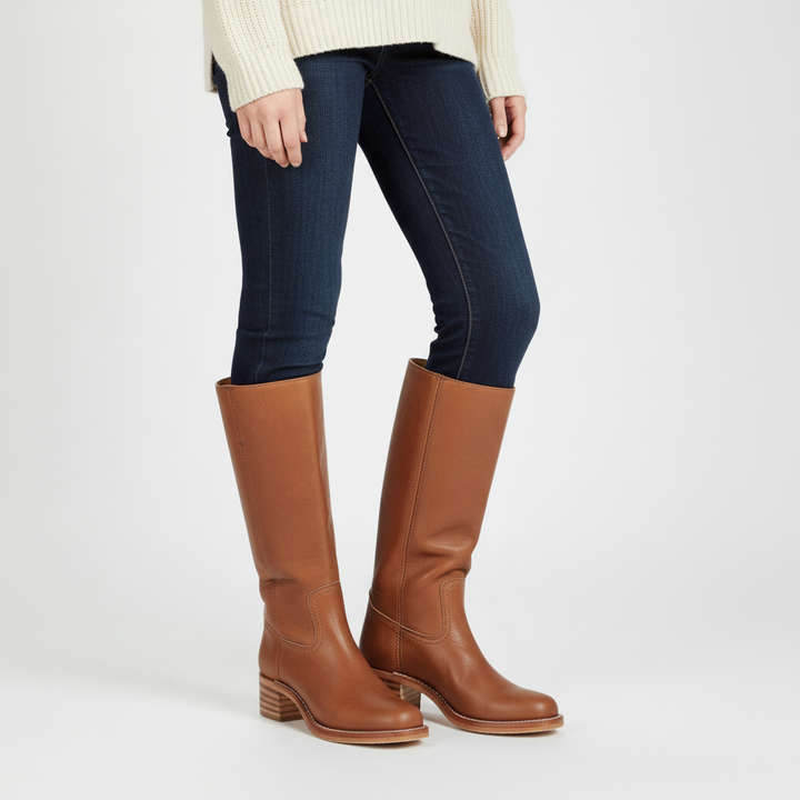 Damen Lederstiefeletten elegant im Alltag in Hellbraun