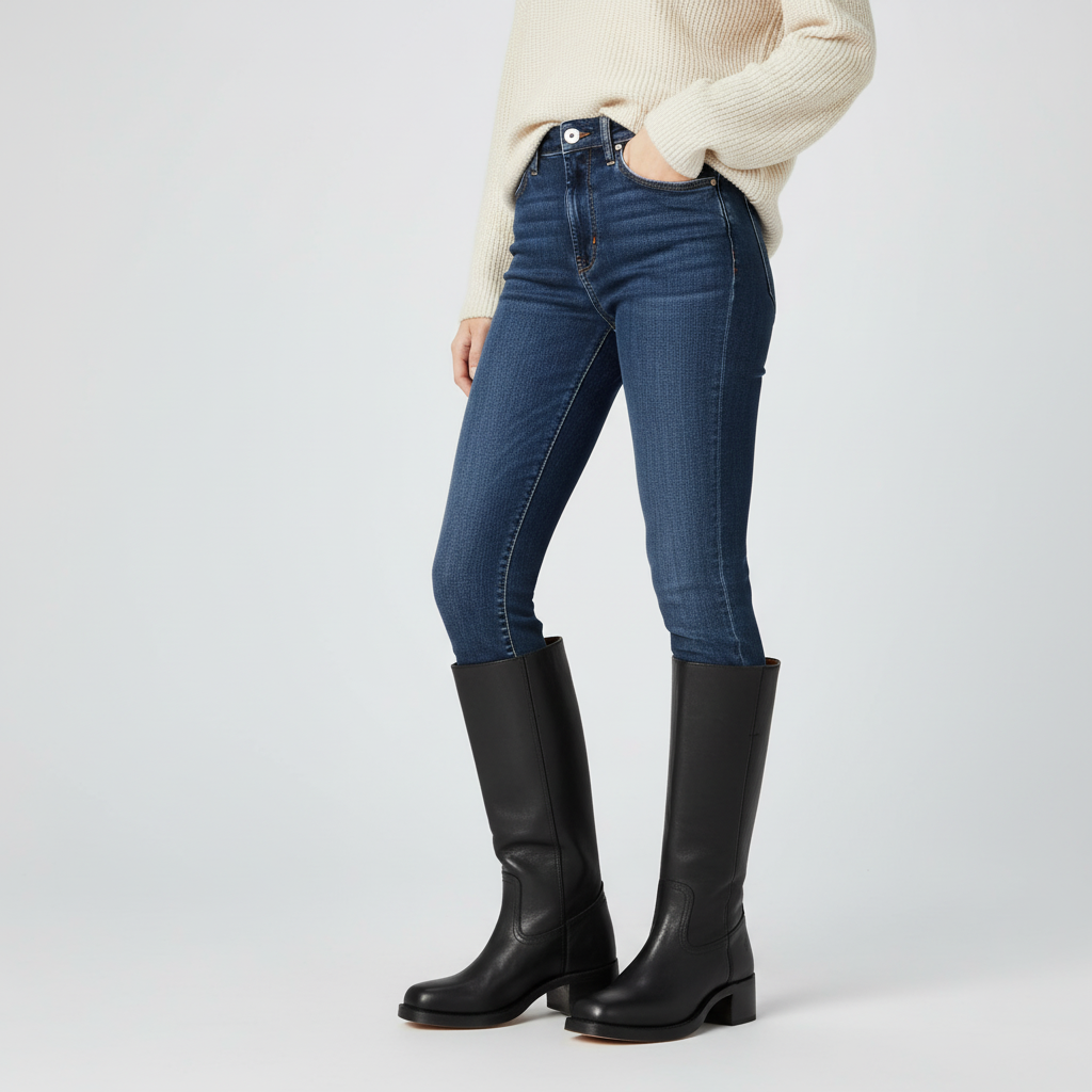 Damen Lederstiefeletten elegant im Alltag in Schwarz