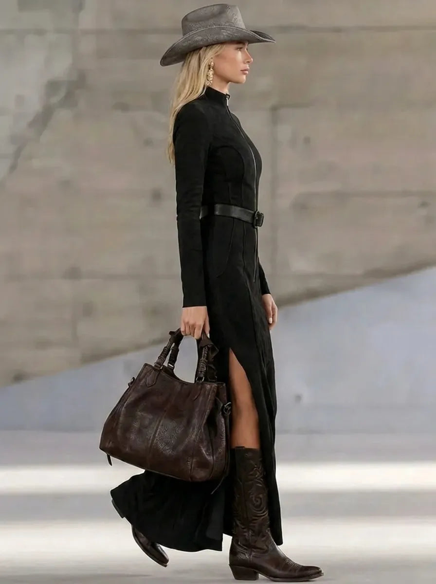 Damen Maxikleid mit Rollkragen für Herbst (2)