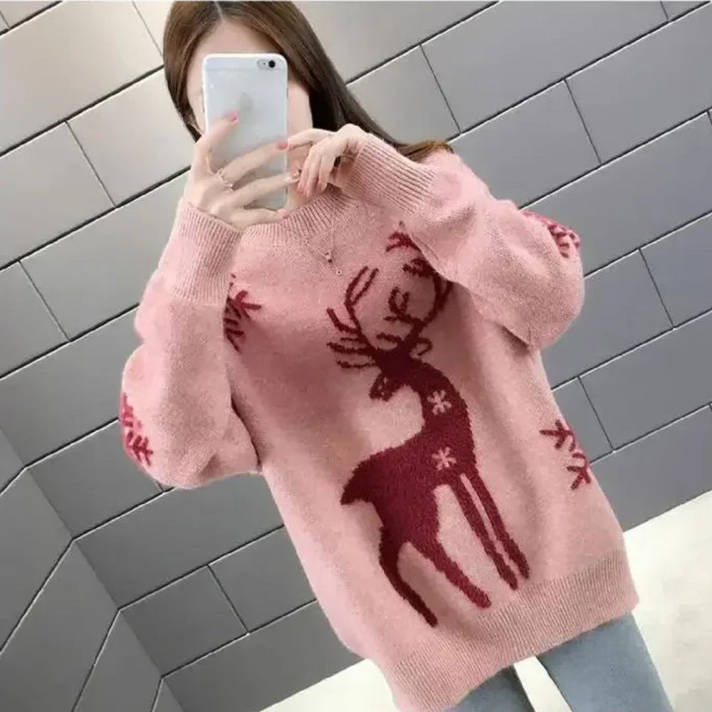 Damen Norweger Pullover mit Rentier-Motiv (2)