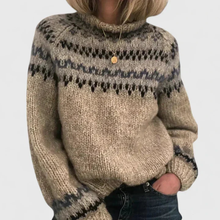 Damen Norweger Pullover zum Schichten in Grau