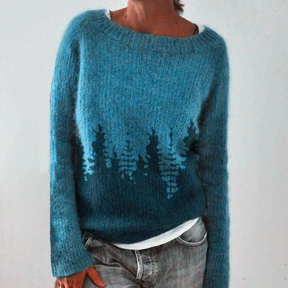 Damen Norwegerpullover mit nordischem Muster in Blau