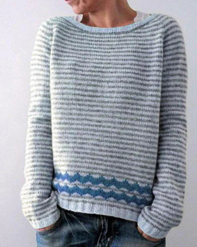Damen Norwegerpullover mit nordischem Muster in Grau