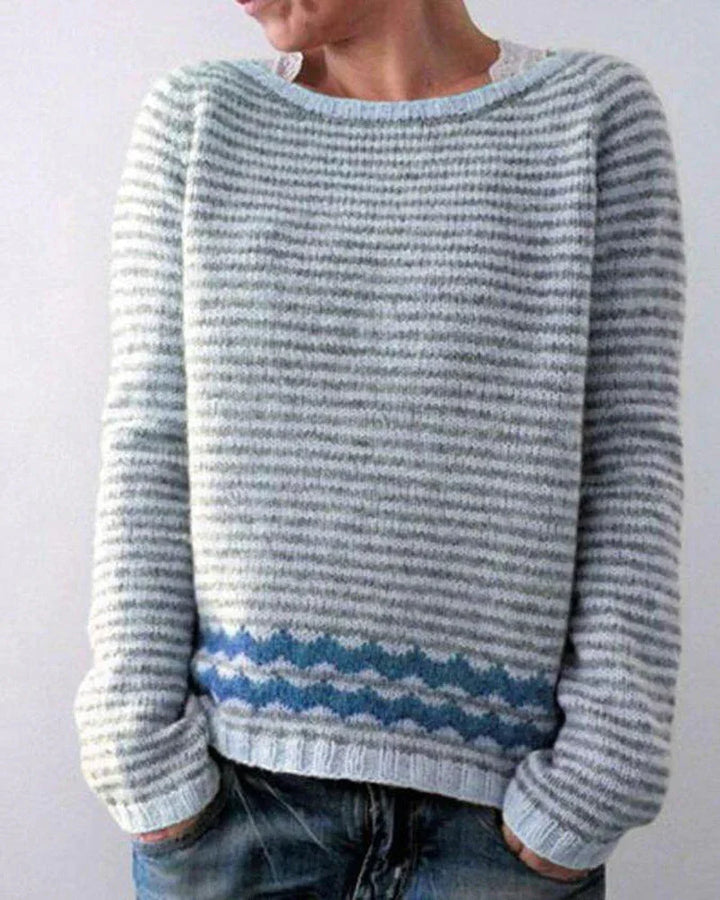 Damen Norwegerpullover mit nordischem Muster in Grau