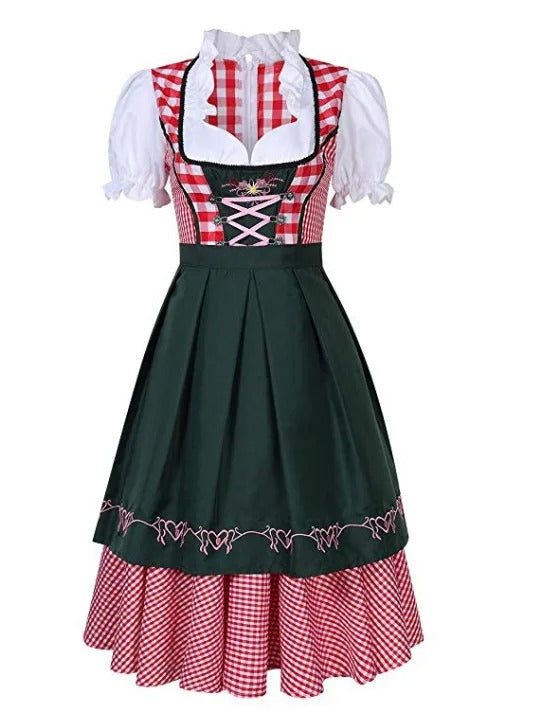 Damen Oktoberfest Kleid im eleganten Trachten-Stil in Dunkelgrün