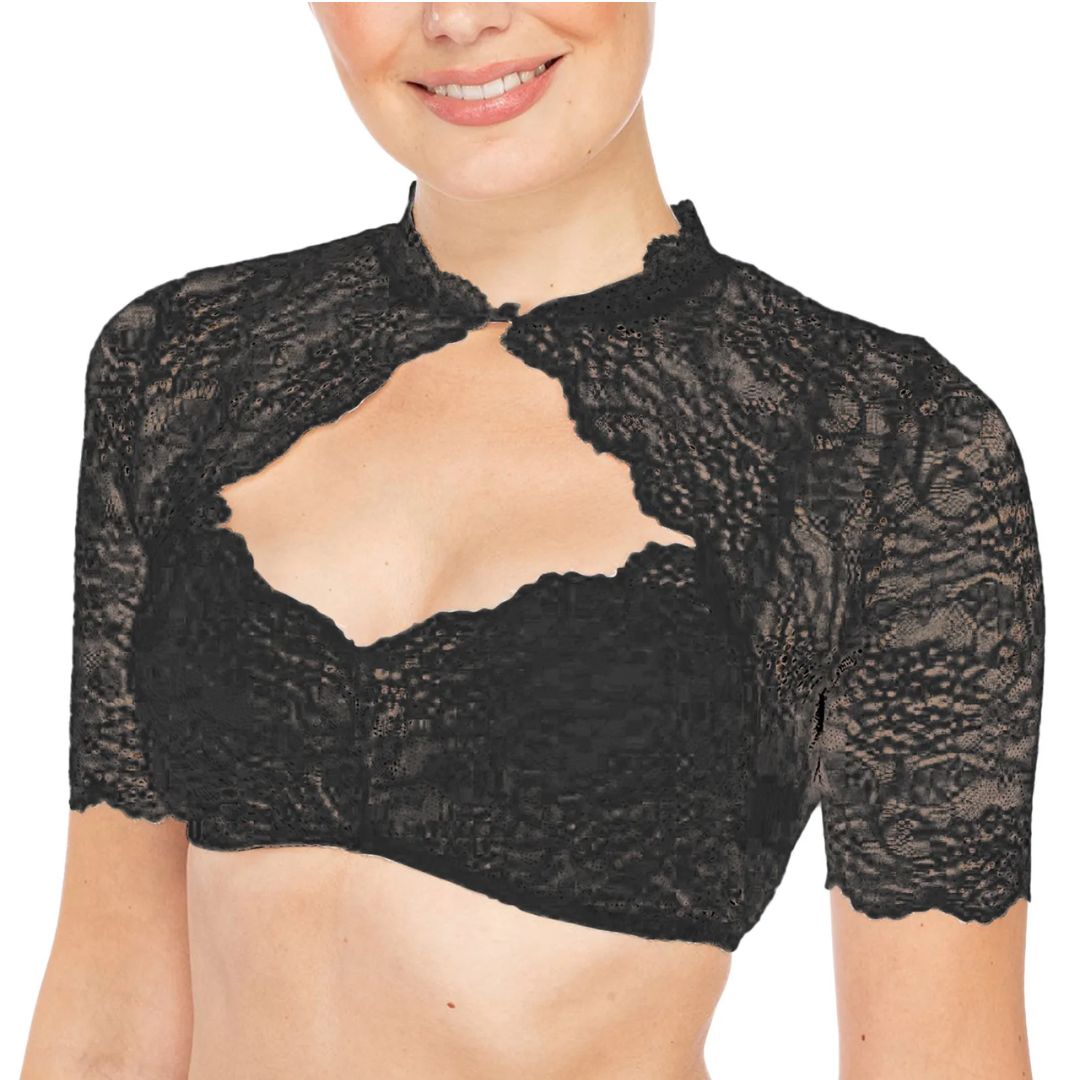 Damen Oktoberfest Spitzenbluse für Festtage in Schwarz