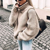 Julia | Damen Pullover aus Grobstrick mit Rollkragen, Oversize