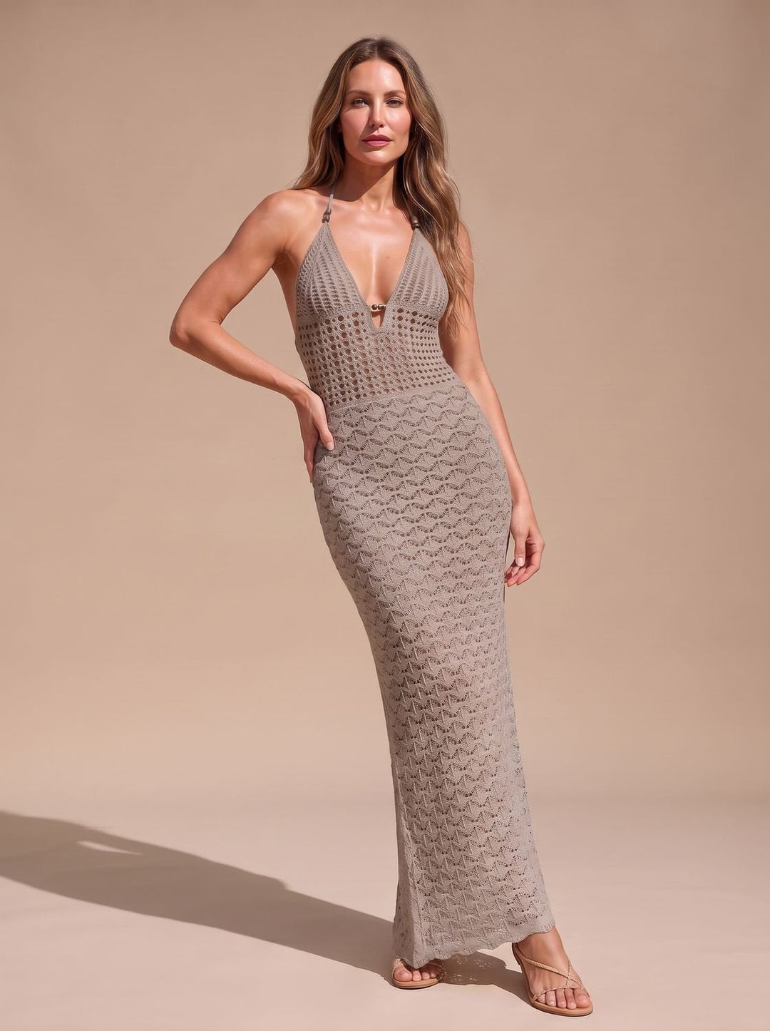 Damen Pullover aus Strick Maxi für festliche Anlässe in Grau