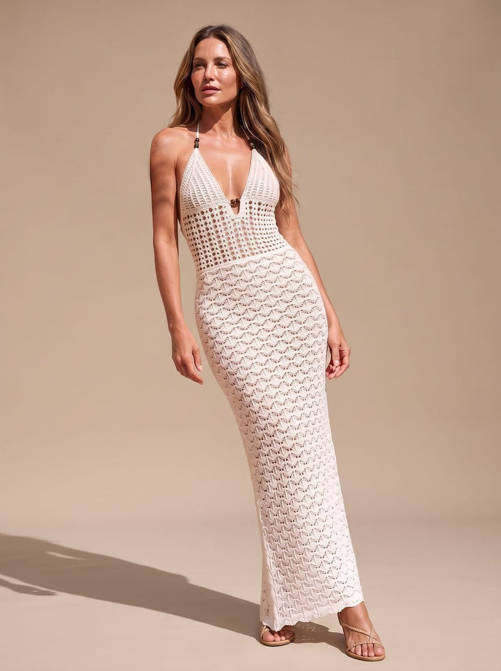 Damen Pullover aus Strick Maxi für festliche Anlässe in Weiß
