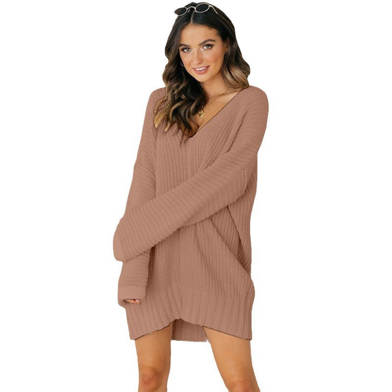 Damen Pullover Chunky Knit Langarm Tunika (10)