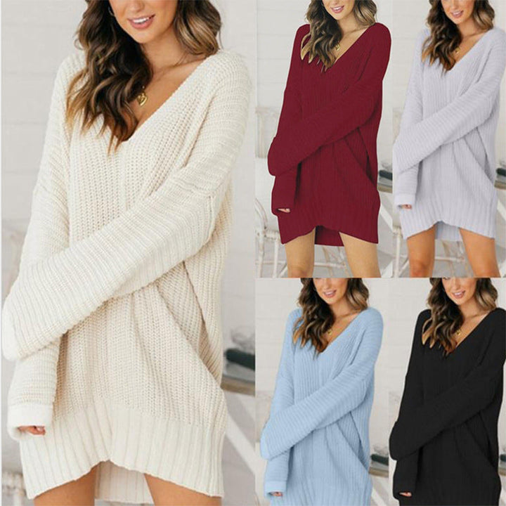 Damen Pullover Chunky Knit Langarm Tunika (5)