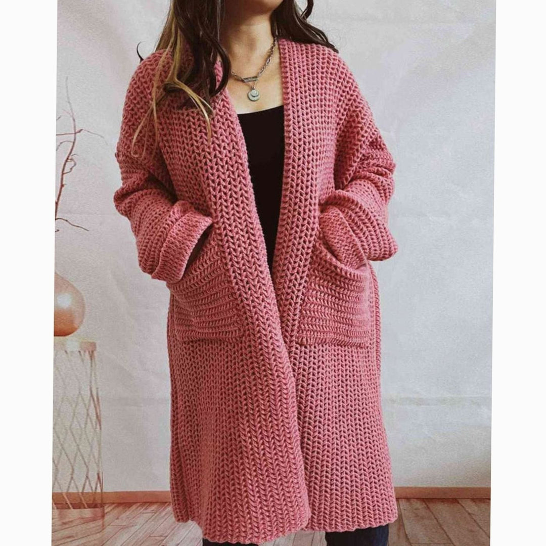 Damen Pullover Chunky Knit Oversized Herbst in Dusty Pink