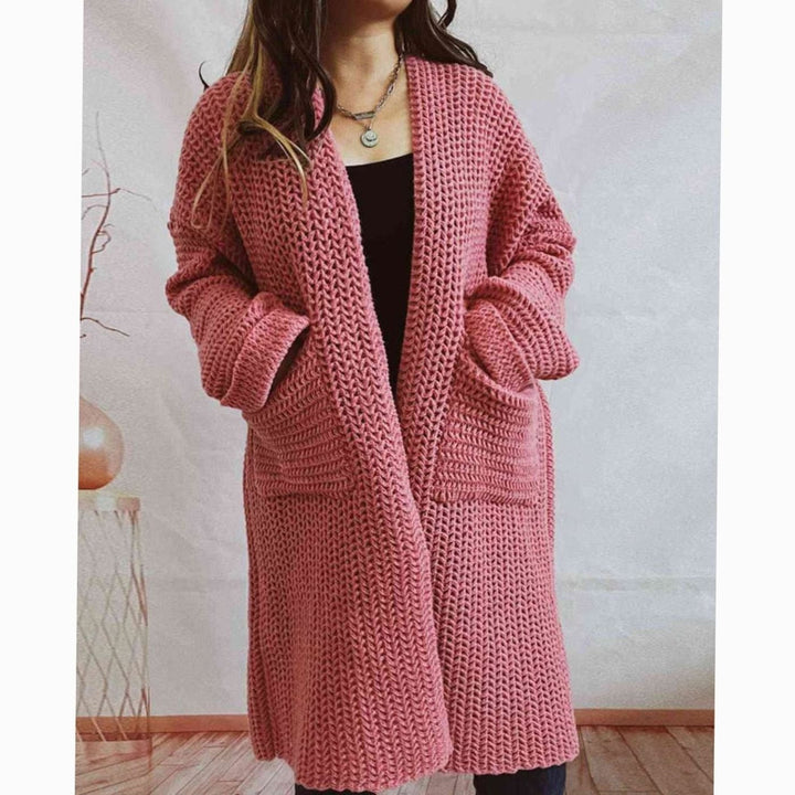 Damen Pullover Chunky Knit Oversized Herbst in Dusty Pink