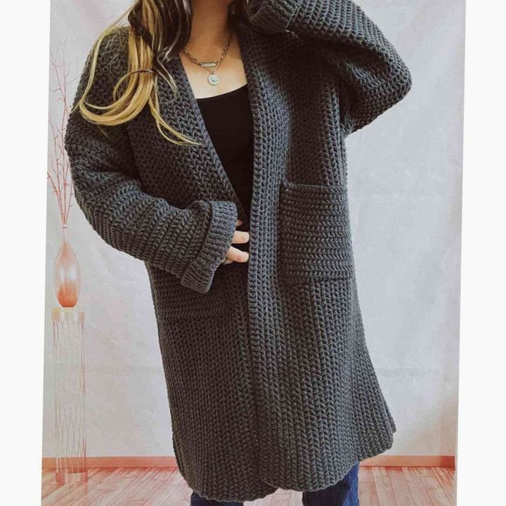 Damen Pullover Chunky Knit Oversized Herbst in Grau