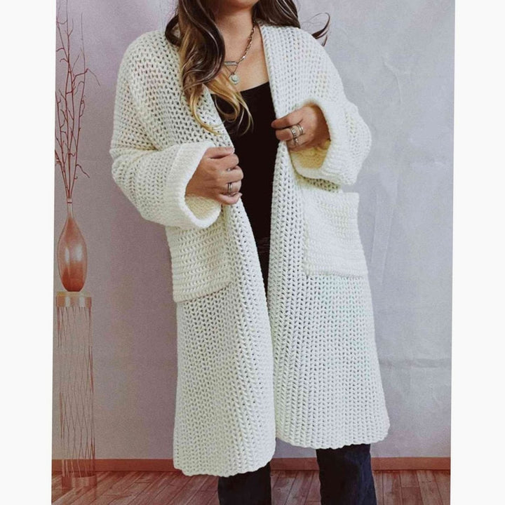 Damen Pullover Chunky Knit Oversized Herbst in Weiß