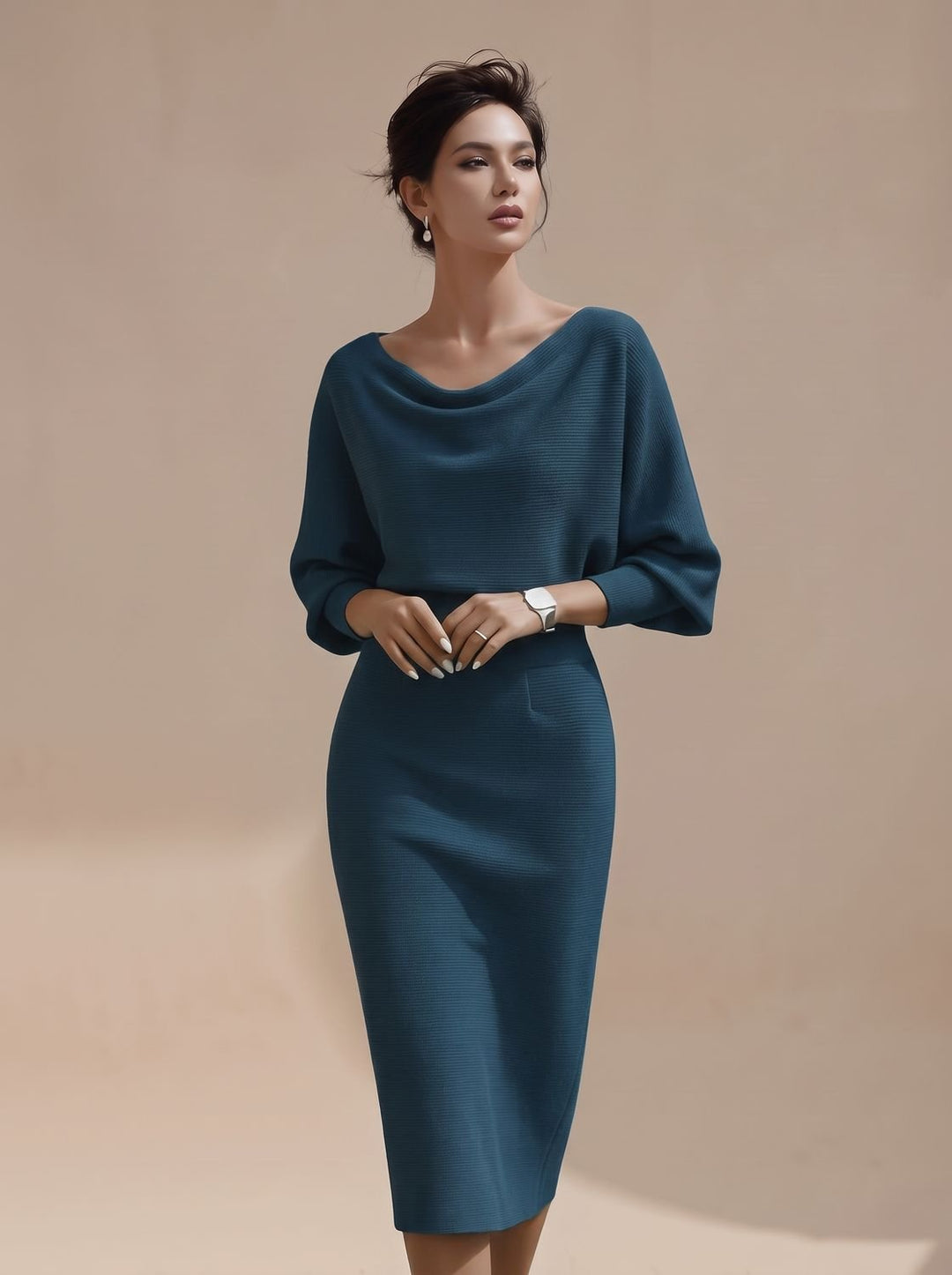 Damen Pullover Midi-Kleid aus Strick (7)