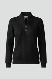 Charlotte | Damen Pullover mit strukturiertem Zopfmuster und Reißverschluss-Kragen
