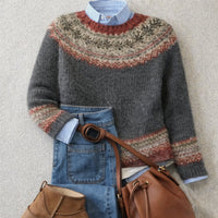 Alina | Damen Pullover Nordisch Fair-Isle Locker