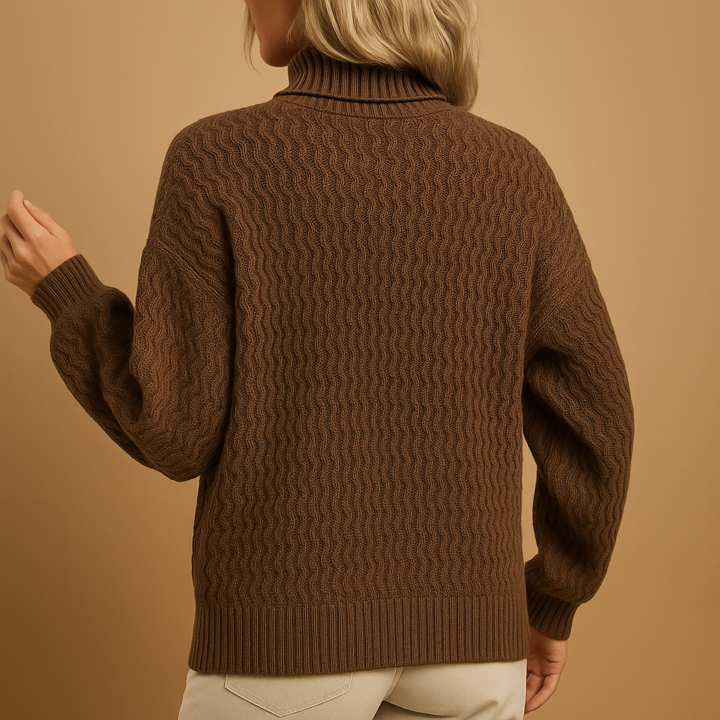 Damen Pullover Rollkragen Rippenstrick Langarm (3)