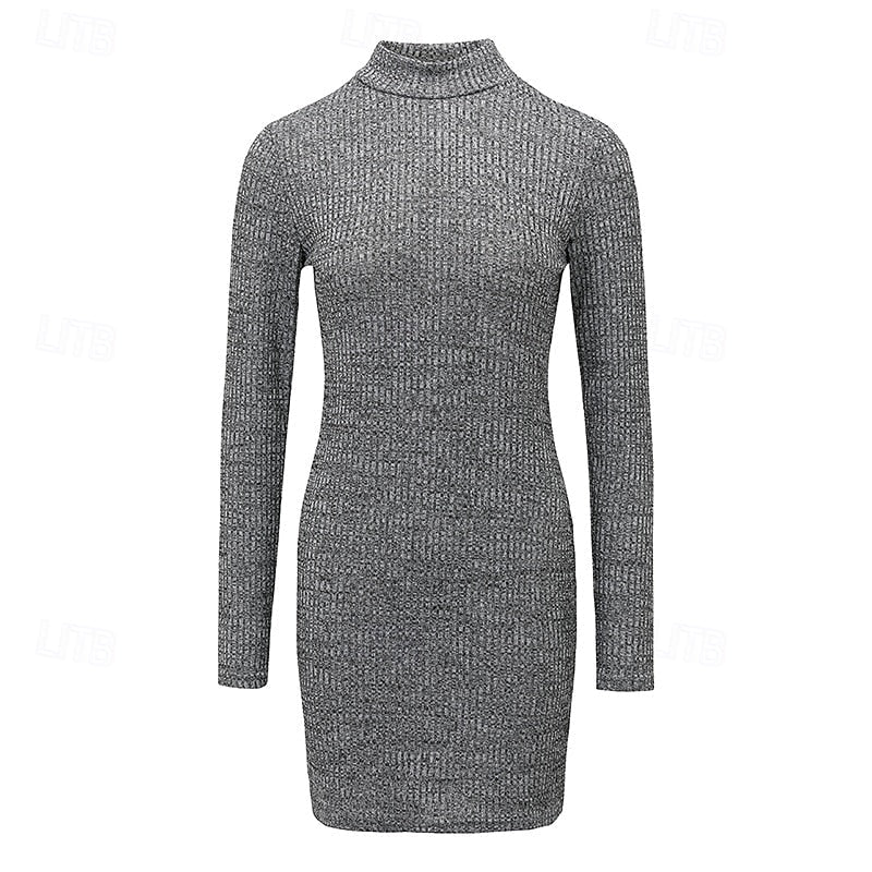 Damen Pullover Strickkleid mit Rollkragen (2)