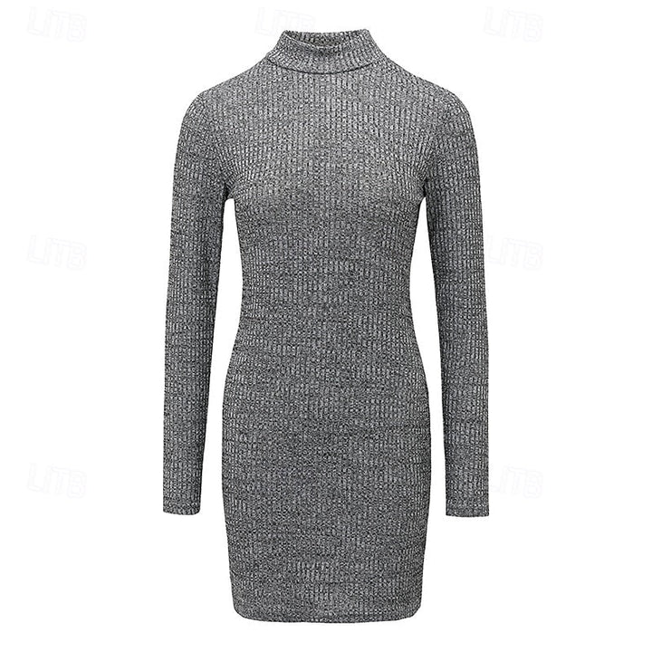 Damen Pullover Strickkleid mit Rollkragen (2)