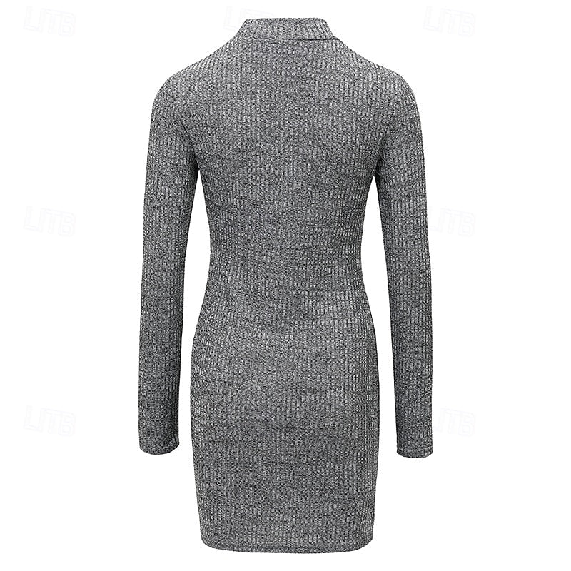 Damen Pullover Strickkleid mit Rollkragen (3)