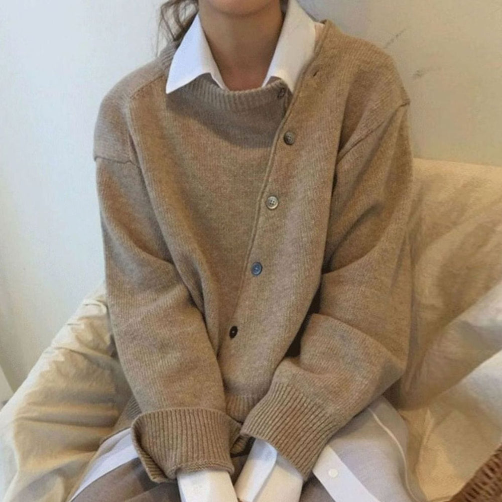 Damen Relaxed Strickpullover mit Knöpfen (2)