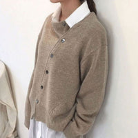 Helena | Damen Relaxed Strickpullover mit Knöpfen