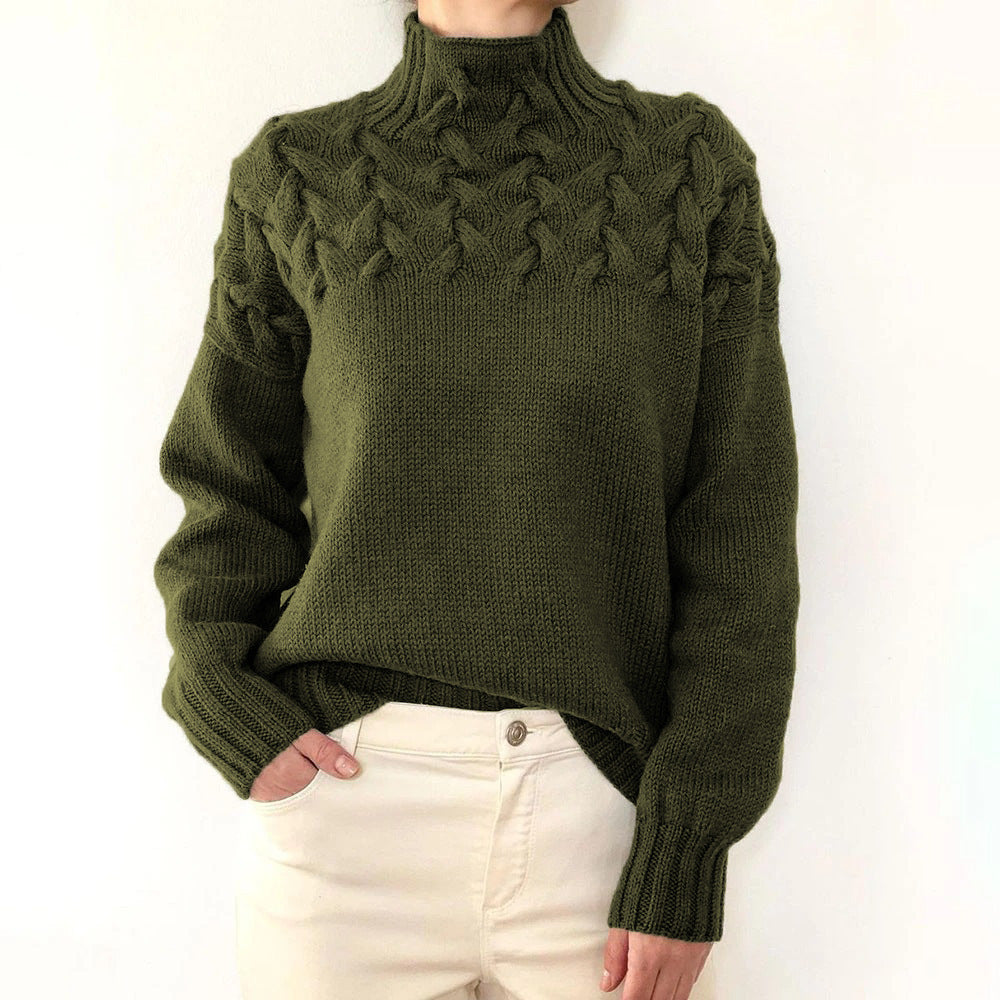Damen Rollkragenpullover elegant zum Layern in Dunkelgrün